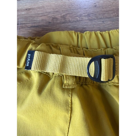 prAna Stretch Zion Elastic Waist Cargo Yellow Pants Belted Jogger Gorpcore - Picture 8 of 9